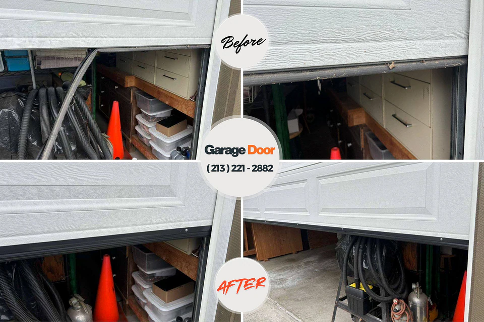 Before and after: garage door repair Sweetwater, TN